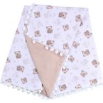 Sebi Bebe Ponponlu Battaniye 70X90CM 9212 - Kahve - 70 x 90 cm