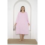 Seboteks %100 Pamuklu Mevsimlik Kumaş Uzun Kollu Büyük Beden Anne Geceliği 933 - Pembe - Standart