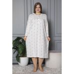 Seboteks %100 Pamuklu Mevsimlik Uzun Kol Penye Büyük Beden Anne Geceliği 132 - Standart - Lila