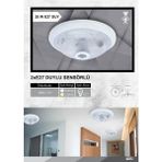 Sebro Elektrik Sensörlü Tavan 360° Hareket Sensörlü Tavan Armatürü Lamba Glop - Beyaz