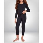 Sebura Unisex Pamuklıu Likralı Basic Termal Kız Çocuk Tayt Çocuk Kışlık Tayt - 5 Yaş - Koyu Siyah
