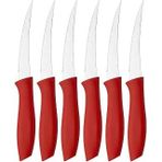 Sebze Meyve Bıçağı, Çelik, Kırmızı, Kesim Tırtıklı Uç, 22 Cm, 6 Adet