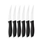 Sebze ve Meyve Bıçağı, Çelik, Siyah, Lazer Kesim Tırtıklı Uç, 22 cm, 6 Adet
