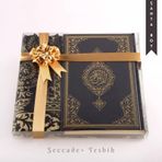 Seccade + Tesbih + Kuran Hediye Seti (Canta Boy, Yeni Cilt, Siyah)
