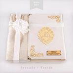 Seccade + Tesbih + Kuran Hediye Seti (Orta Boy, Kadife, Beyaz, Lafzatullah)