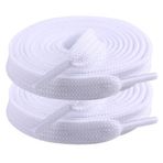 Sechunk 2 çift düz ayakkabı bağcığı, spor ayakkabı, ayakkabı bağcıkları, ayakkabı ipleri, atletik ayakkabı bağcığı, Beyaz, 24 Inch (60cm)