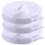 Sechunk 3 çift düz ayakkabı bağcığı, ayakkabı bağcıkları, ayakkabı ipleri, spor ayakkabı için atletik ayakkabı bağcığı, Beyaz, 71 Inch (180cm)
