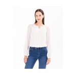SEÇİL Minimalist Geometrik Desenli Uzun Kol Crop Bluz - Şifon Kumaş
