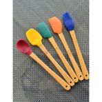 Seçilir Farklı Tipte 5 Adet 21 cm Renkli Bambu Uçlu Silikon Spatula Seti