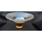 Seçilir Şeffaf Gold Renk Ayaklı Cam Yuvarlak Gondol Meyvelik 30 cm