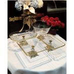 Seçkinev Altınlar 4 Parça Döküm Ayaklı Masa Sunum Tabağı Set (Gold) - Gümüş