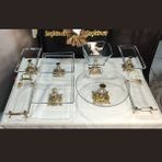 SEÇKİNEV Seçkinev Huge 8 Parça Ayaklı ve Kulplu Masa Sunum Tabağı Set Gold&gümüş - Altın