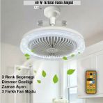 SeckinStore Uzaktan Kumandalı Kristal Pervane LED Ampul - 3 Kademe Fanlı, 3 Renk Seçenekli E27 Duy - Beyaz