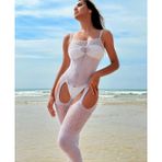 Secret Babe Jartiyerli Tasarım Önü Desenli İnce Askılı Büstiyer Jartiyerli Tasarım Vücut Çorabı