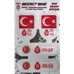 Secret Bike Türk Bayraklı Motosiklet Ve Kask Kan Grubu Sticker 0 Rh (-) Negatif