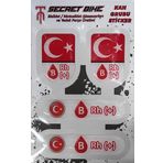 Secret Bike Türk Bayraklı Motosiklet Ve Kask Kan Grubu Sticker B Rh (+) Pozitif