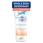 Secret Kadınlar için Tüm Vücut Deodorant Kremi, Şeftali ve Vanilya Çiçeği Kokusu, Alüminyum İçermeyen Deodorant, 72 HR Koku Koruması, 3 oz