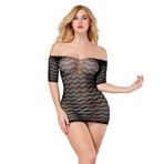 Secret Love Zigzag Desenli File Arka Dekolteli Mini Vücut Çorabı/Elbise