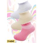 Secret Moda Bilek Kısmı Desenli Çocuk Patik Bambu Çorap 3 Adet 6 8 Yaş - 6 - 8 Yaş - Pembe