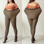 Secret Moda Büyük Beden Ince Görünümlü Thinlooking Ten Renk Termal Peluş Kadın Külotlu Çorap - Siyah - 3XL