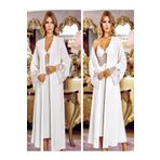 secret night 6 'lı gecelik takım pamuklu güpürlü gecelik kadın giyim gecelik elbise pijama ekru- S/M