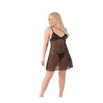 secret night file tül ve saten detaylı seksi gecelik siyah S/M
