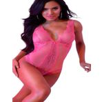 secret night pembe tüllü seksi body jartiyer gecelik babydoll iç giyim çamaşır pembe S/M