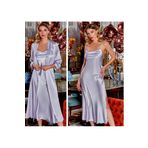 secret night saten gecelik takımı sabahlık ve gecelik 2 li takım ebru ve lila renk seçenekleriyle lila XL