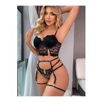 secret night seksi jartiyer takımı siyah XL