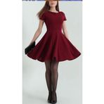Secret Passion Lingerie Bordo Renk Eteği Çan Kesim Kısa Kollu Mini Abiye Ve Mezuniyet Elbisesi 763 25shz20216