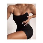 Secret Passion Lingerie Kadın Siyah Şeffaf Askılı Esnek Sandy Kumaş Mini Elbise