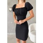 Secret Passion Lingerie Krep Kumaş Kare Yaka Büzgü Detaylı Sırt Dekolteli Bağlama Tasarımlı Mini Abiye Elbise 582537