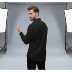 Secret Touch Erkek Geniş Kalıp Klasik Uzun Kollu Poplin Gömlek - Siyah