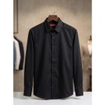 Secret Touch Erkek Slim Fit Dar Kesim Pamuk Saten Gömlek - Siyah / Lacivert - XL