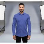 Secret Touch Erkek Slim Fit Dar Kesim Uzun Kollu Poplin Gömlek - İndigo