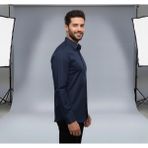 Secret Touch Erkek Slim Fit Dar Kesim Uzun Kollu Poplin Gömlek - Lacivert - 2XL