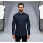 Secret Touch Erkek Slim Fit Dar Kesim Uzun Kollu Poplin Gömlek - Lacivert