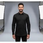 Secret Touch Erkek Slim Fit Dar Kesim Uzun Kollu Poplin Gömlek - Siyah