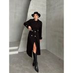 Seda Fidan Boutique Apoletli Premium Kaşe Kaban Siyah