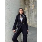 Seda Fidan Boutique Uzun Gold Düğmeli Blazer Ceket Siyah