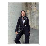 SEDA FİDAN Uzun Gold Düğmeli Blazer Ceket Siyah