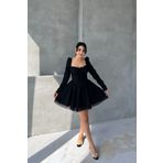 Seda Yalçın Atelier Siyah Dream Korse Detaylı Uzun Kollu Elbise
