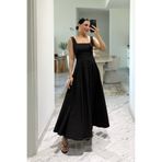 Seda Yalçın Atelier Siyah Kare Yaka Füsun Prenses Elbise