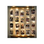 sedanur home Doğal Ahşap Led Işıklı Ipli Mandallı Dikdörtgen Fotoğraf Çerçevesi Fotoğraf Askısı Albümü
