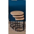SEDAŞ LIVING UNITS 3' LÜ AÇIK CEVİZ AHŞAP SİYAH (STATİK) AYAK LENKA METAL SEHPA TAKIMI sedaş-zigon-sehpa