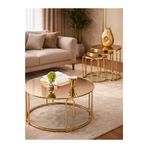 SEDAŞ LIVING UNITS 4 Lü Bronz Ayna Gold Metal Ayaklı Ayna LENKA Model Sehpa Takımı (ZİGON VE ORTA)