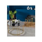 SEDAŞ LIVING UNITS 4 lü Lenka Zigon Orta Sehpa Takımı Yuvarlak Gold Metal 3+1 - Siyah Aynalı Temperli Cam zigon-orta