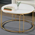 Sedaş Living Units Lenka Beyaz Suntalam Orta Sehpa Yuvarlak Gold Metal - Sedaş-Lenka-Orta-Gold