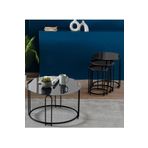SEDAŞ LIVING UNITS Lenka Siyah Aynalı Temperli Cam Zigon Orta Sehpa Takımı Yuvarlak Siyah Metal 3+1 lenka-zigonorta