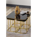 Sedaş Lıvıng Unıts Pelikan 4+1 Siyah Aynalı Temperli Cam Gold Metal Ayak Takım Sehpa Sedaş_lıvıng_unıts_sehpa